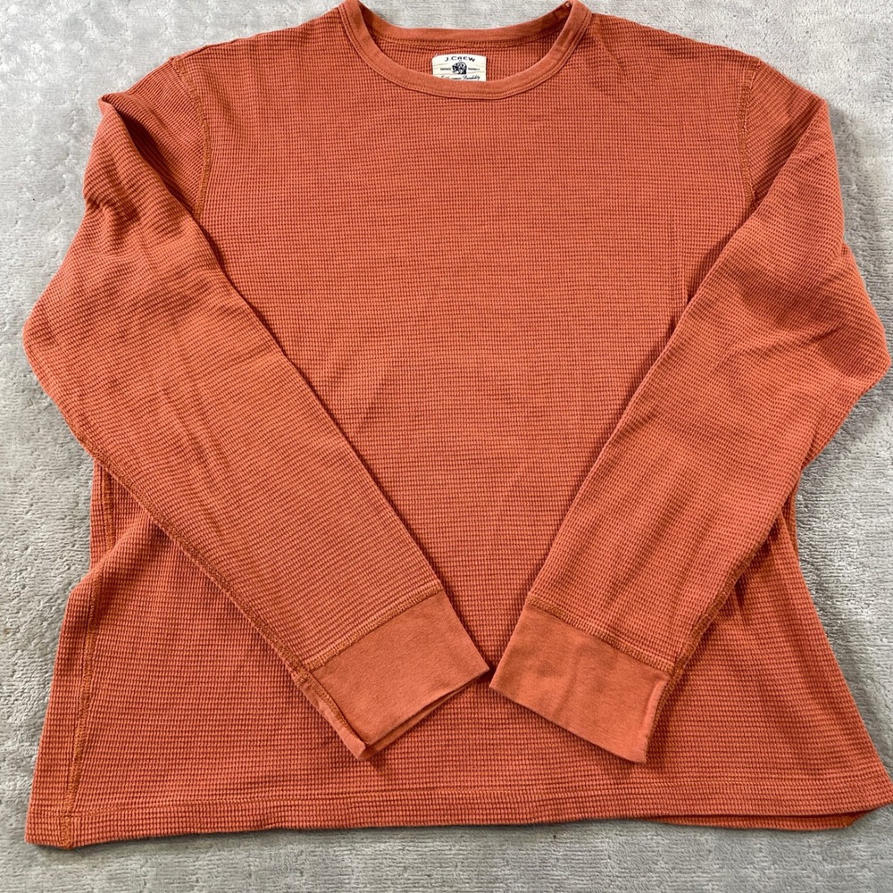 Vintage J Crew Thermal Shirt Mens XL Orange Waffle Fall Outdoor Preppy Casual